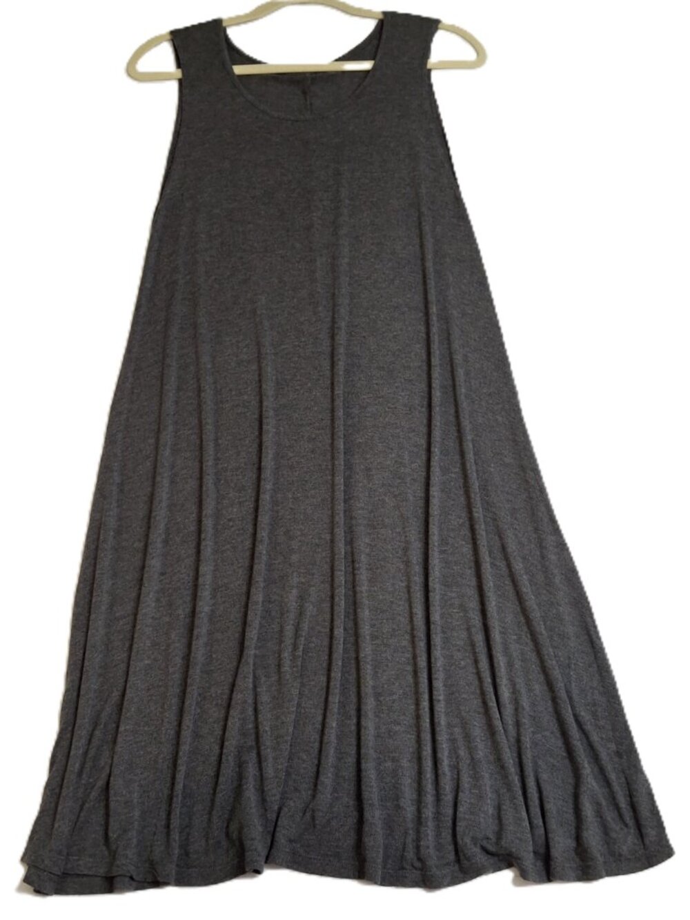 A-Line Sz M Swing Dress Grey Round Neck Sleeveless Stretch Jersey